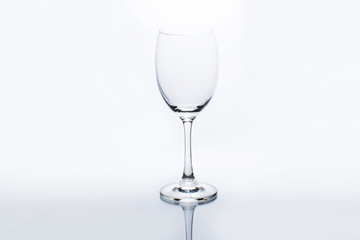 An empty wine glass on a white background.