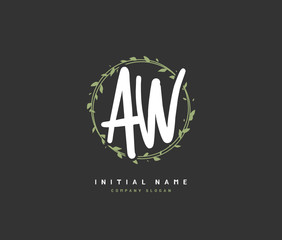 A W AW Beauty vector initial logo, handwriting logo of initial signature, wedding, fashion, jewerly, boutique, floral and botanical with creative template for any company or business.