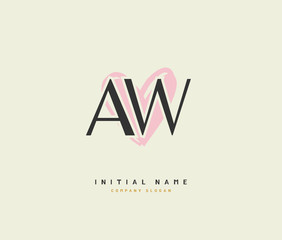 A W AW Beauty vector initial logo, handwriting logo of initial signature, wedding, fashion, jewerly, boutique, floral and botanical with creative template for any company or business.