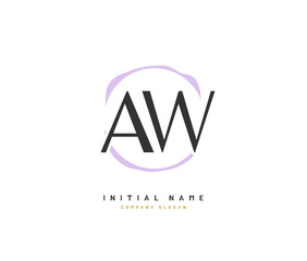 A W AW Beauty vector initial logo, handwriting logo of initial signature, wedding, fashion, jewerly, boutique, floral and botanical with creative template for any company or business.