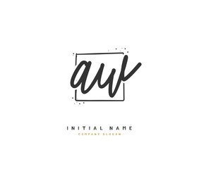 A W AW Beauty vector initial logo, handwriting logo of initial signature, wedding, fashion, jewerly, boutique, floral and botanical with creative template for any company or business.