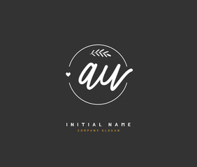 A U AU Beauty vector initial logo, handwriting logo of initial signature, wedding, fashion, jewerly, boutique, floral and botanical with creative template for any company or business.