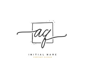A Q AQ Beauty vector initial logo, handwriting logo of initial signature, wedding, fashion, jewerly, boutique, floral and botanical with creative template for any company or business.