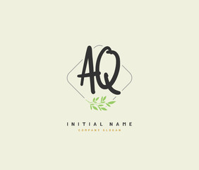 A Q AQ Beauty vector initial logo, handwriting logo of initial signature, wedding, fashion, jewerly, boutique, floral and botanical with creative template for any company or business.