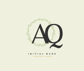 A Q AQ Beauty vector initial logo, handwriting logo of initial signature, wedding, fashion, jewerly, boutique, floral and botanical with creative template for any company or business.