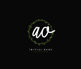 A O AO Beauty vector initial logo, handwriting logo of initial signature, wedding, fashion, jewerly, boutique, floral and botanical with creative template for any company or business.