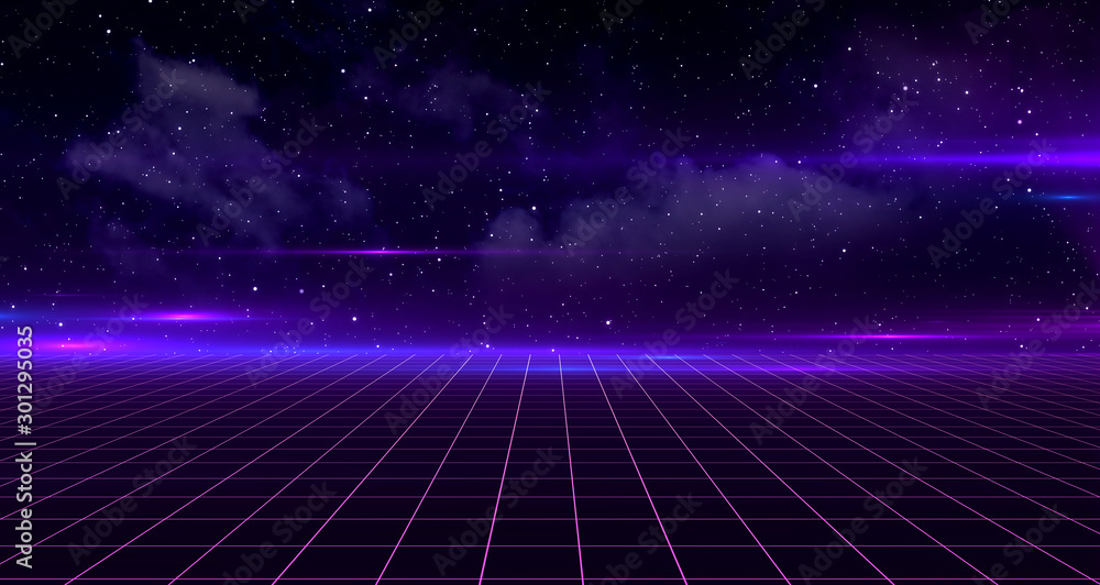 Canvas Prints retro sci-fi background futuristic landscape of the 80`s. digital cyber surface. suitable for design