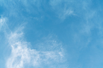White cloud and blue sky background with copy space
