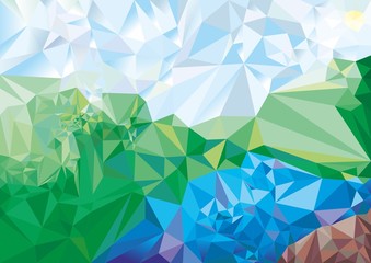 Landscape of colored polygons. vector drawing