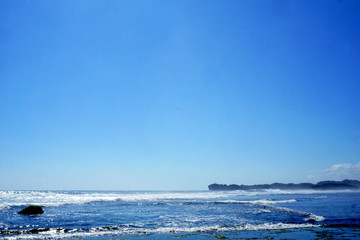 Beautiful scenery on the coast of Indrayanti, the southern sea of Yogyakarta