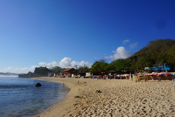 Beautiful scenery on the coast of Indrayanti, the southern sea of Yogyakarta