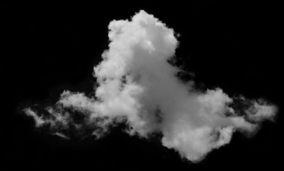 White cloud isolated on black background,Textured smoke,brush effect