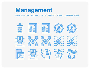 Management Icons Set. UI Pixel Perfect Well-crafted Vector Thin Line Icons. The illustrations are a vector.