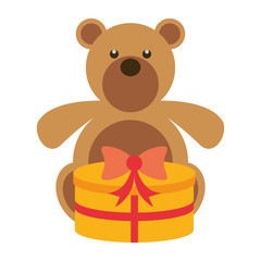merry christmas gift with bear teddy