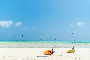 kite surfers beach