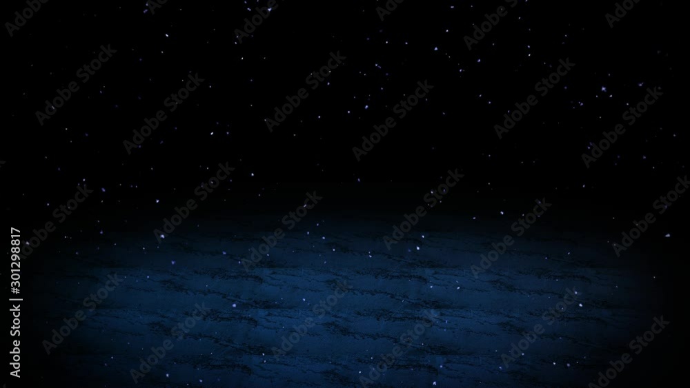 Poster seamless loop blue background rough floor tiles movement in the dark with falling snow animation