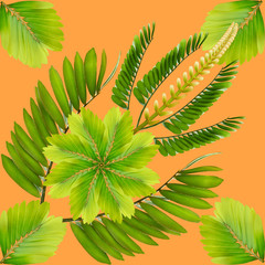 tropical exotic plant leaf,seamless background for textile and fabric design