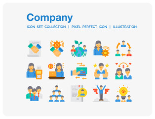 Fototapeta premium Company Icons Set. UI Pixel Perfect Well-crafted Vector Thin Line Icons. The illustrations are a vector.