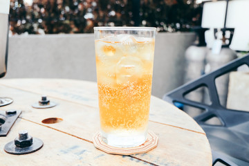 Fresh beer in glass on the table