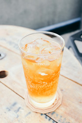 Fresh beer in glass on the table