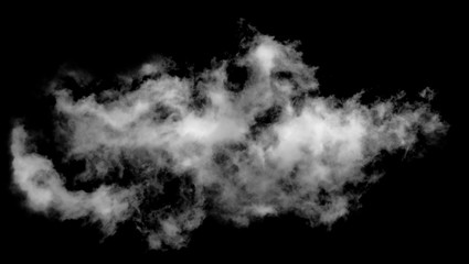 White cloud isolated on black background,Textured smoke,brush effect