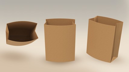 Brown Paper Bag Biodegradable Material  Concept Save the World. 3D rendering