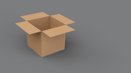 Brown box, containing large Products Materials that can be recycled Concept Save the World. 3D rendering