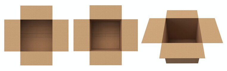 Brown box, containing large Products Materials that can be recycled Concept Save the World. 3D rendering