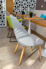 Modern chairs in restaurant