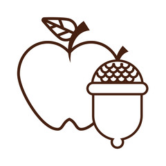 Fototapeta na wymiar apple fresh fruit and acorns nature icon