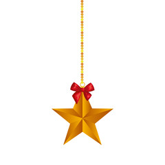 star decoration hanging christmas isolated icon vector illustration design