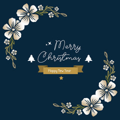 Wallpaper of greeting card merry christmas and happy new year, with art of wreath frame. Vector
