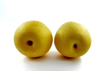 pears on white background