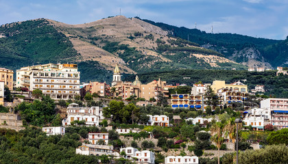 Fototapeta na wymiar View of the beautifull small resort town of Vico Equense province of Campania in Italy