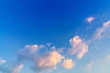 White cloud and blue sky background with copy space