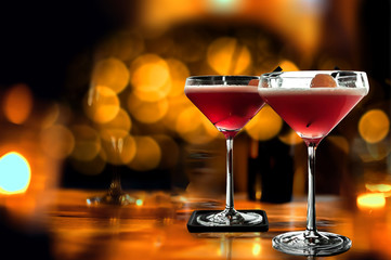 cocktails collection isolated on background. Romantic dinner.