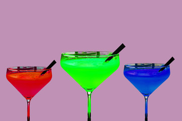 cocktails collection isolated on background.