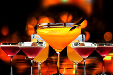 cocktails collection isolated on background.