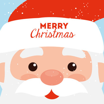 merry christmas poster with face of santa claus vector illustration design