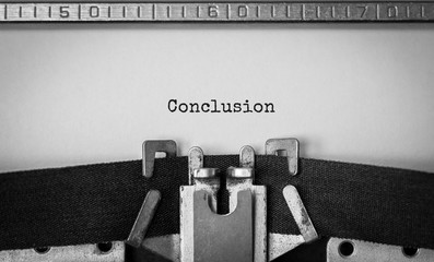 Text Conclusion typed on retro typewriter