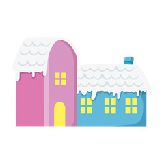 houses with snow isolated icon vector illustration design