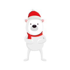 cute bear character merry christmas vector illustration design