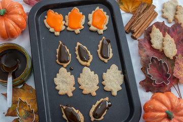 autumn leaves and home made autumn cookies
