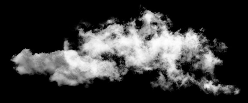 White cloud isolated on black background,Textured smoke,brush effect