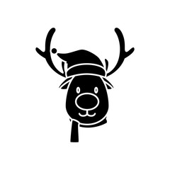 silhouette of face reindeer character merry christmas vector illustration design