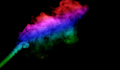 Abstract smoke isolated on black background,Rainbow powder