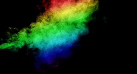 Abstract smoke isolated on black background,Rainbow powder