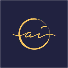A I Initial with handwriting and brush concept. handwriting logo of initial signature, wedding, fashion, jewelry, boutique, and botanical with creative template for any company or business -vector