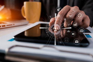 businessman with stock chart. Business financial and bank technology concept.