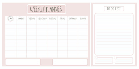 Weekly planner and to do list.Background template for print or web